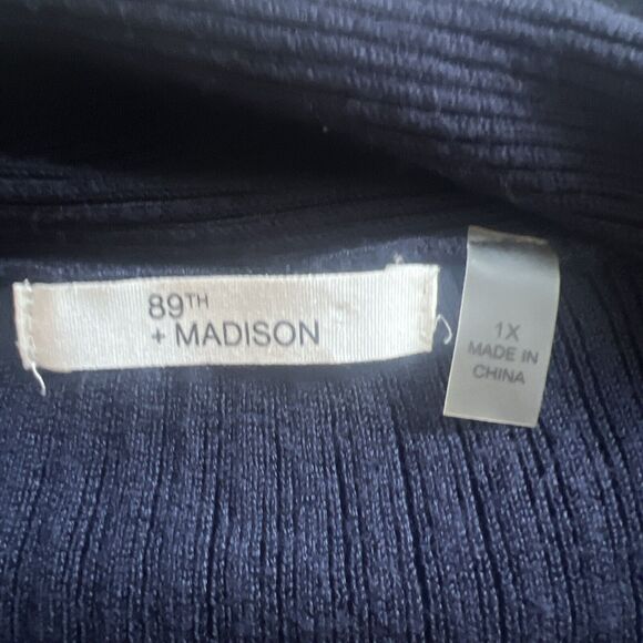 89th + Madison Gray Open Cardigan Sweater Size 1X navy blue - Picture 5 of 8